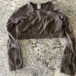 Like new Gym Shark women xl Brown Long-Sleeve Crop Top